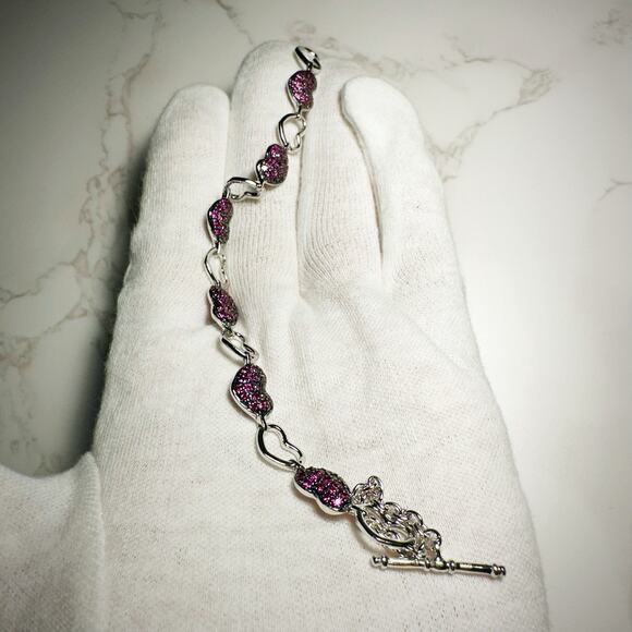 Jared's Silver Multi Paved Ruby Heart Bracelet - Picture 8 of 11
